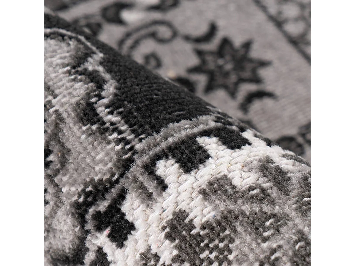 Tapis kilim 160x230 rectangle tissé gris et noir PATCHKUN