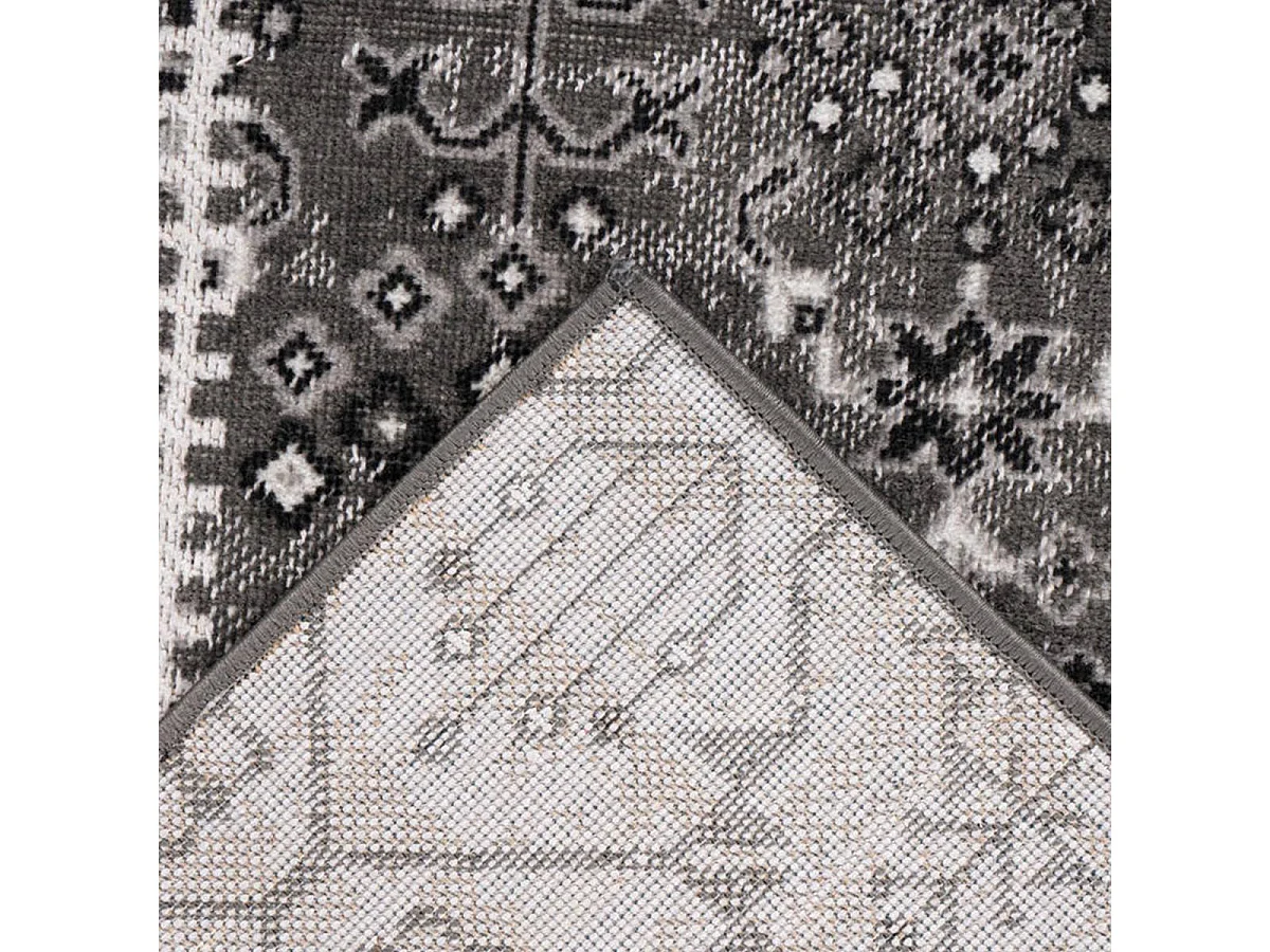 Tapis kilim 160x230 rectangle tissé gris et noir PATCHKUN