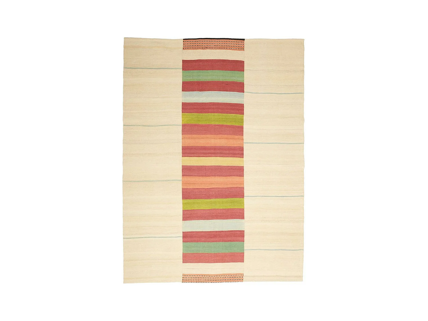 Authentique tapis d'Orient 166x225 kilim fait main en laine beige et rouge AA