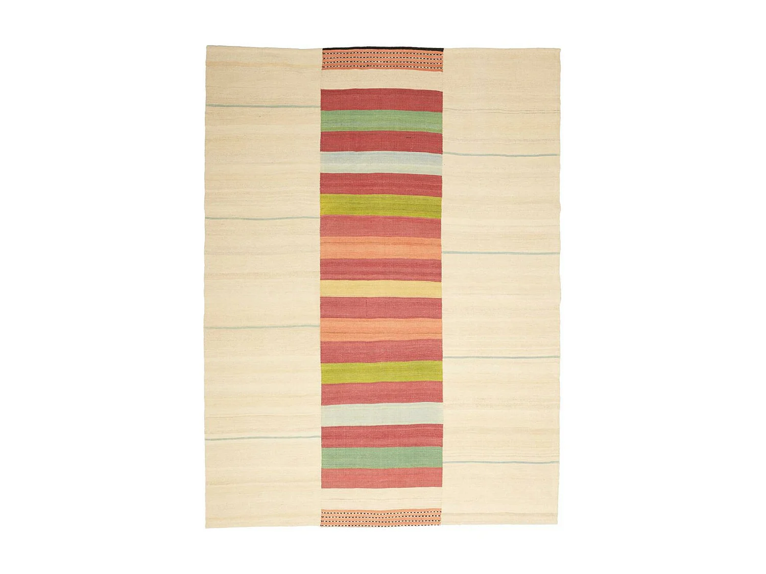 Authentique tapis d'Orient 166x225 kilim fait main en laine beige et rouge AA