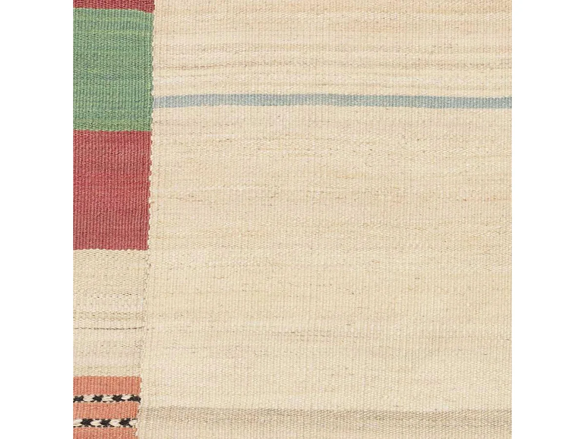 Authentique tapis d'Orient 166x225 kilim fait main en laine beige et rouge AA