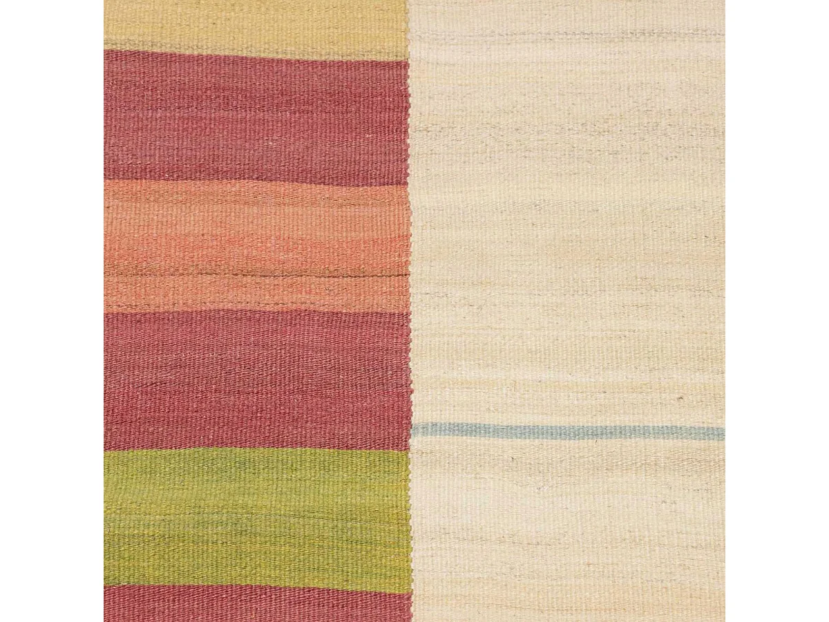 Authentique tapis d'Orient 166x225 kilim fait main en laine beige et rouge AA