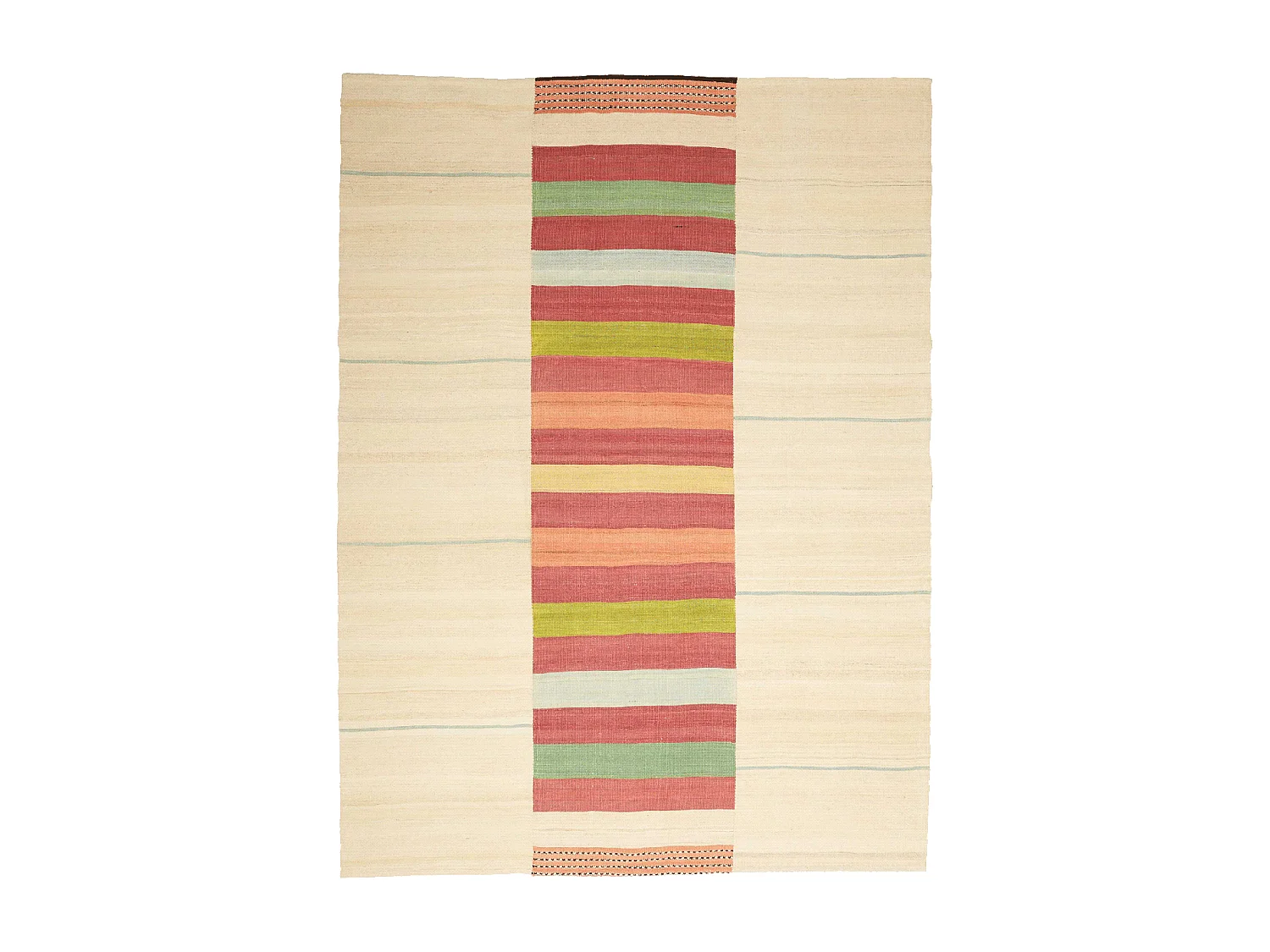 Authentique tapis d'Orient 166x225 kilim fait main en laine beige et rouge AA