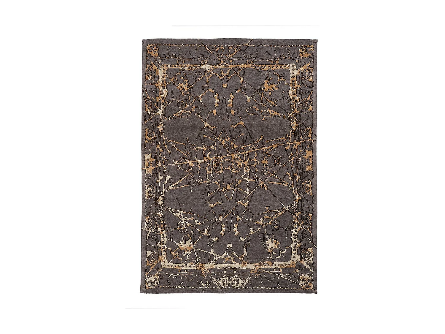 Tapis kilim 200x290 rectangle fait main gris motif abstrait DESTURAL