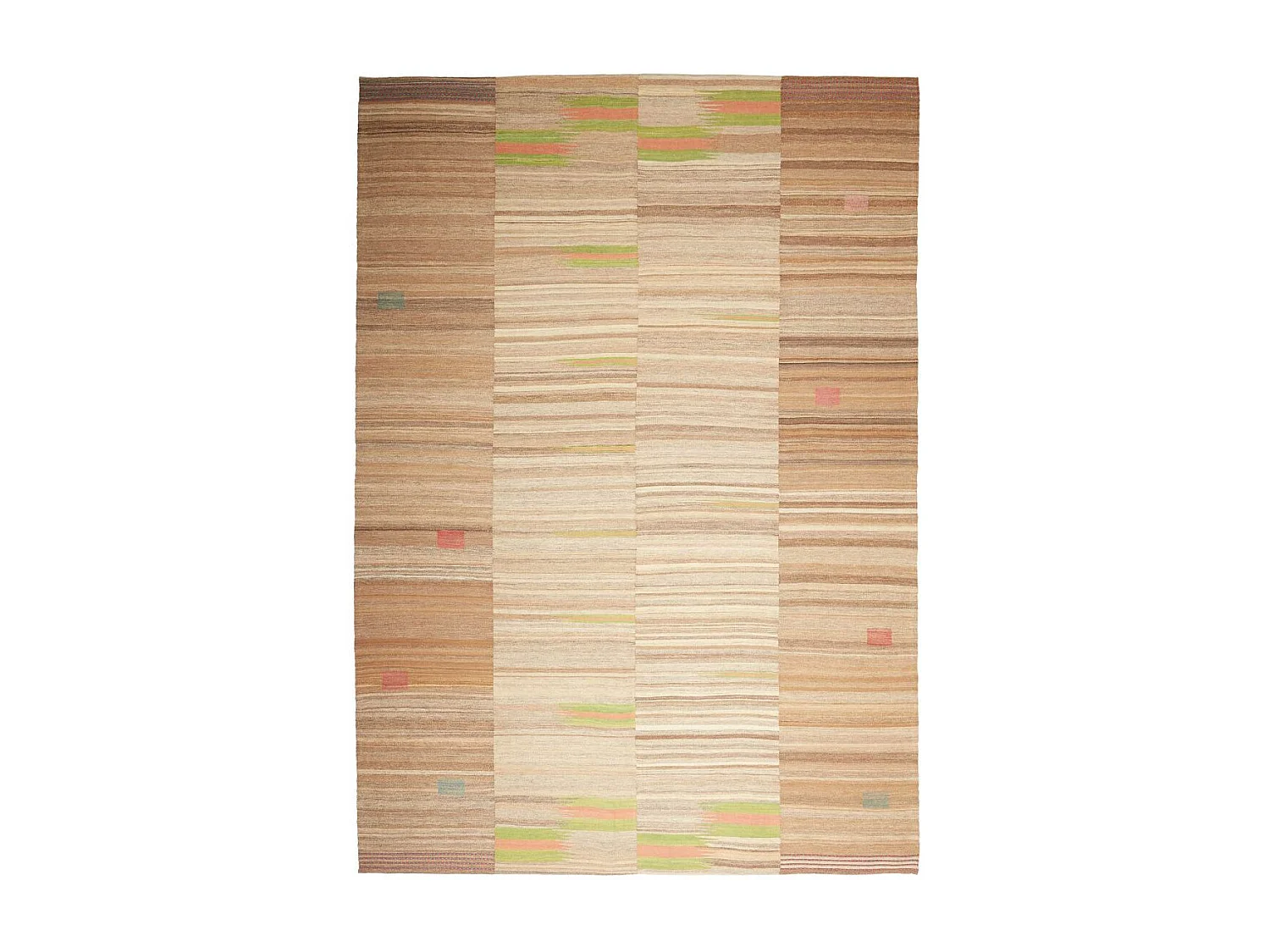 Authentique tapis d'Orient 214x304 kilim fait main en laine marron et beige H