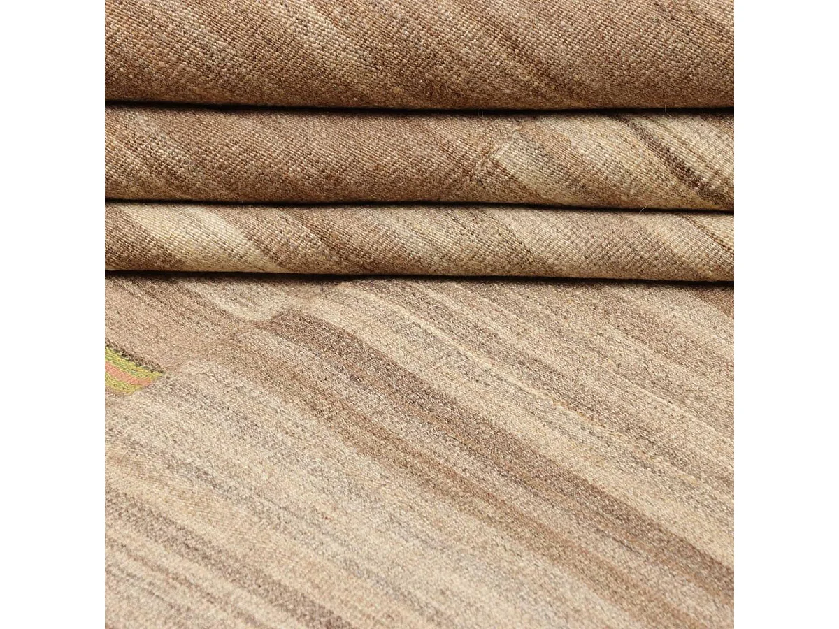 Authentique tapis d'Orient 214x304 kilim fait main en laine marron et beige H