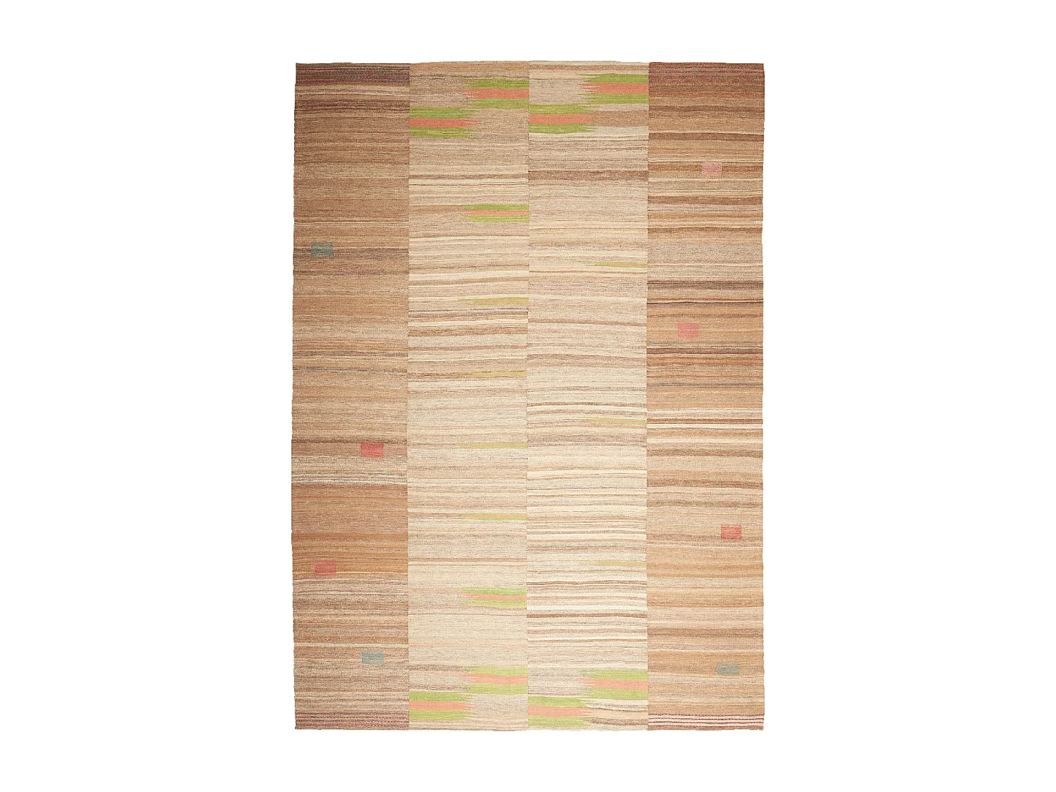 Authentique tapis d'Orient 214x304 kilim fait main en laine marron et beige H