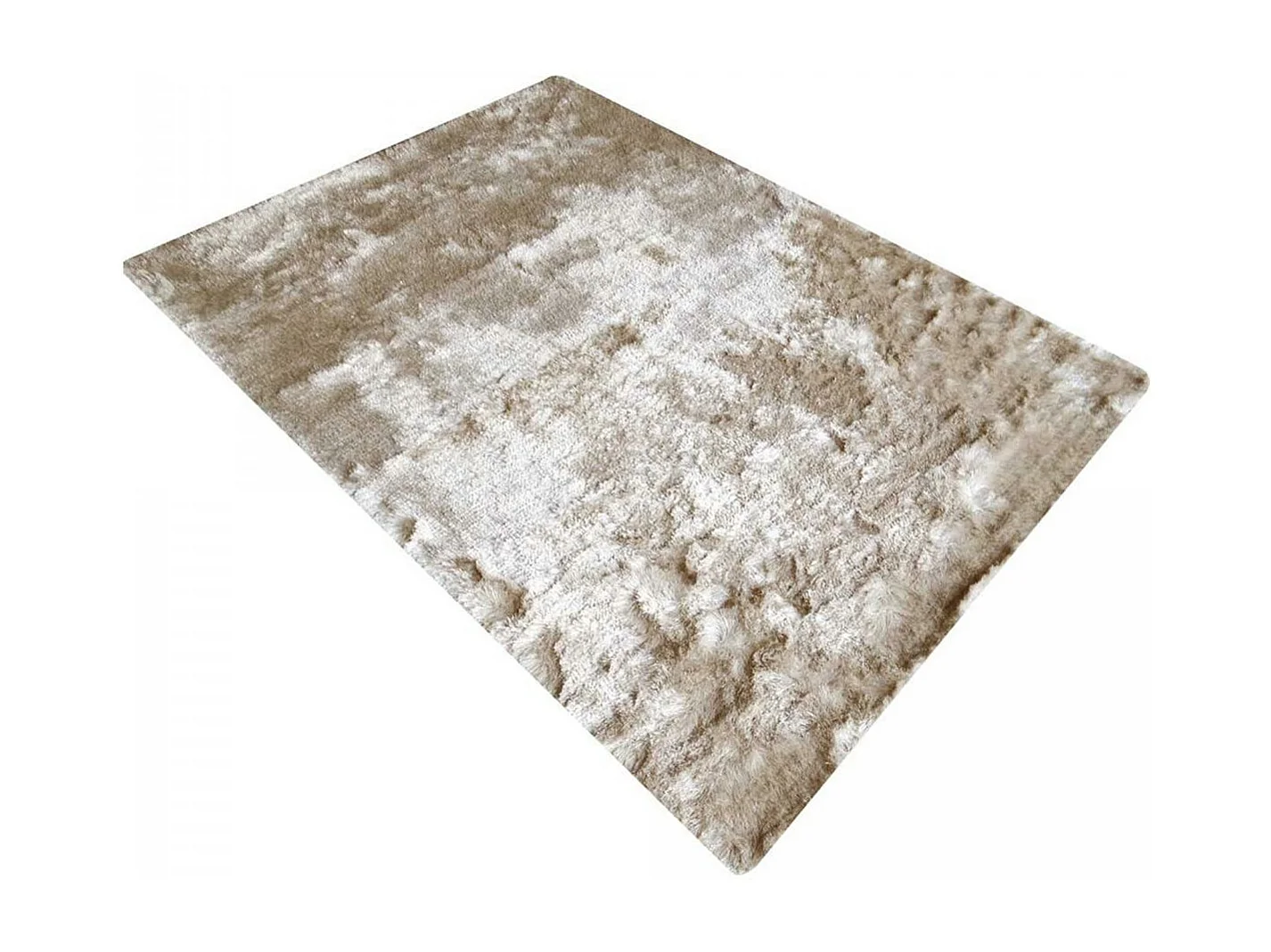 Tapis shaggy 80x140 rectangle fait main beige clair et beige foncé motif uni