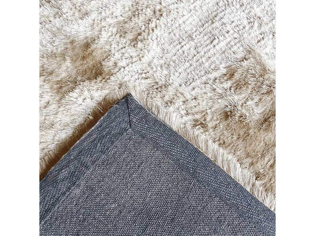 Tapis shaggy 80x140 rectangle fait main beige clair et beige foncé motif uni