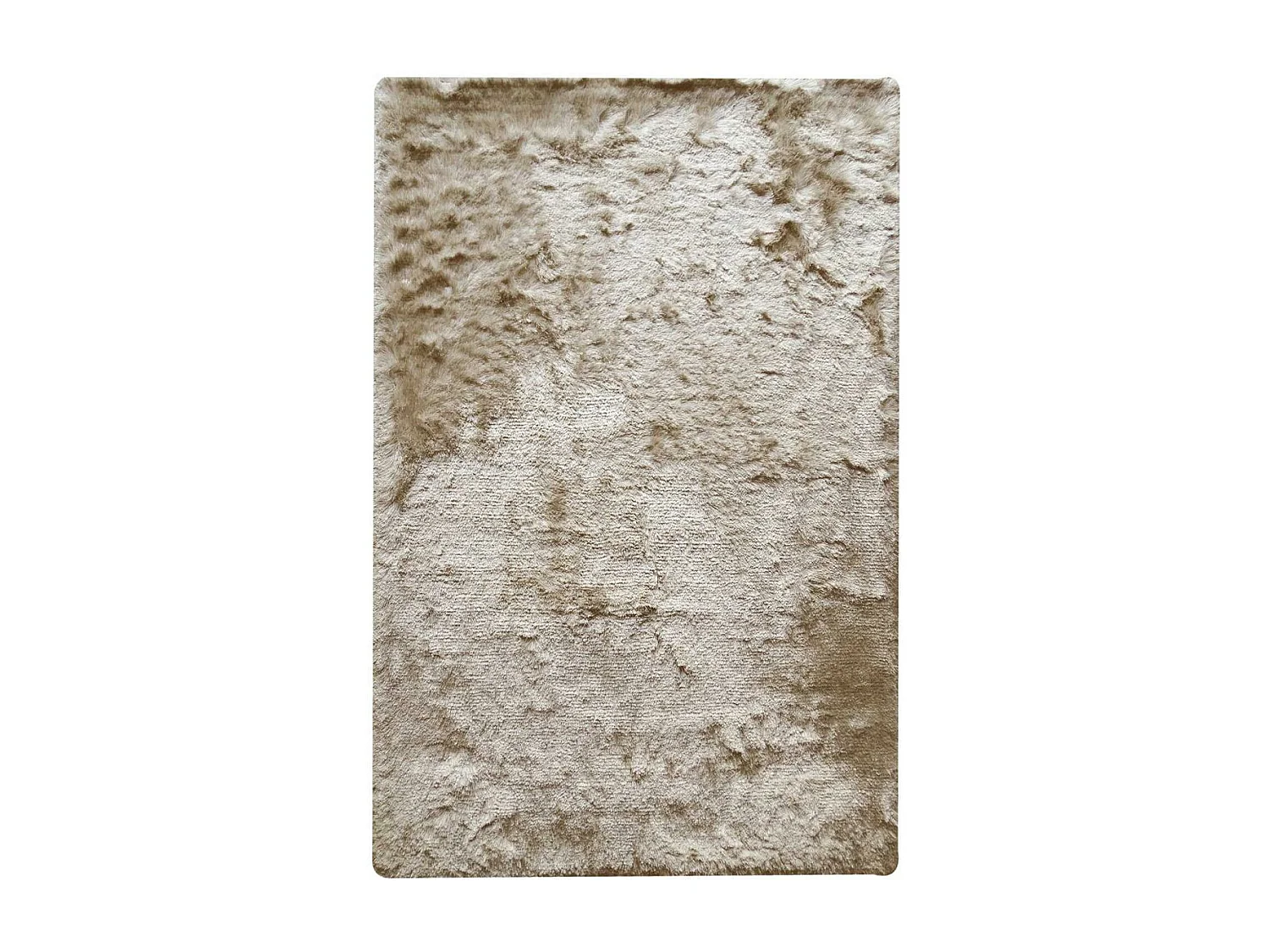 Tapis shaggy 80x140 rectangle fait main beige clair et beige foncé motif uni