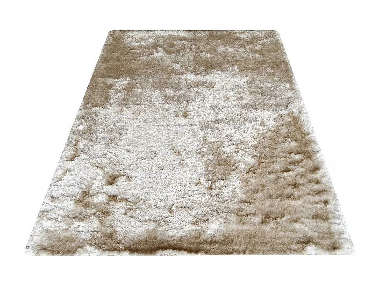 Tapis shaggy 80x140 rectangle fait main beige clair et beige foncé motif uni