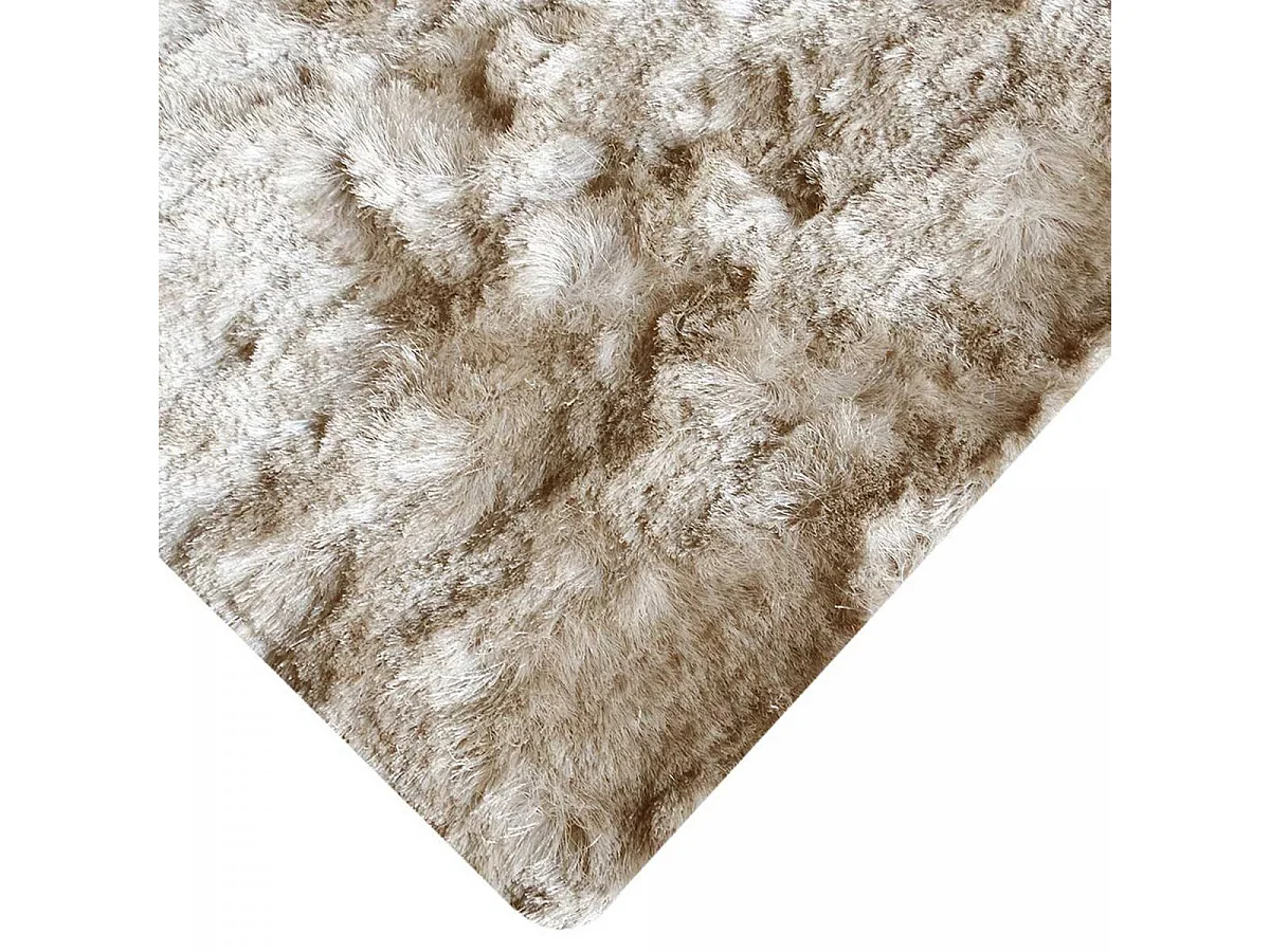 Tapis shaggy 80x140 rectangle fait main beige clair et beige foncé motif uni