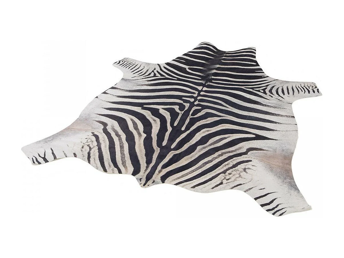 tapis salon 155x190 tissé noir et blanc rectangle motif animaux MARBEL 3