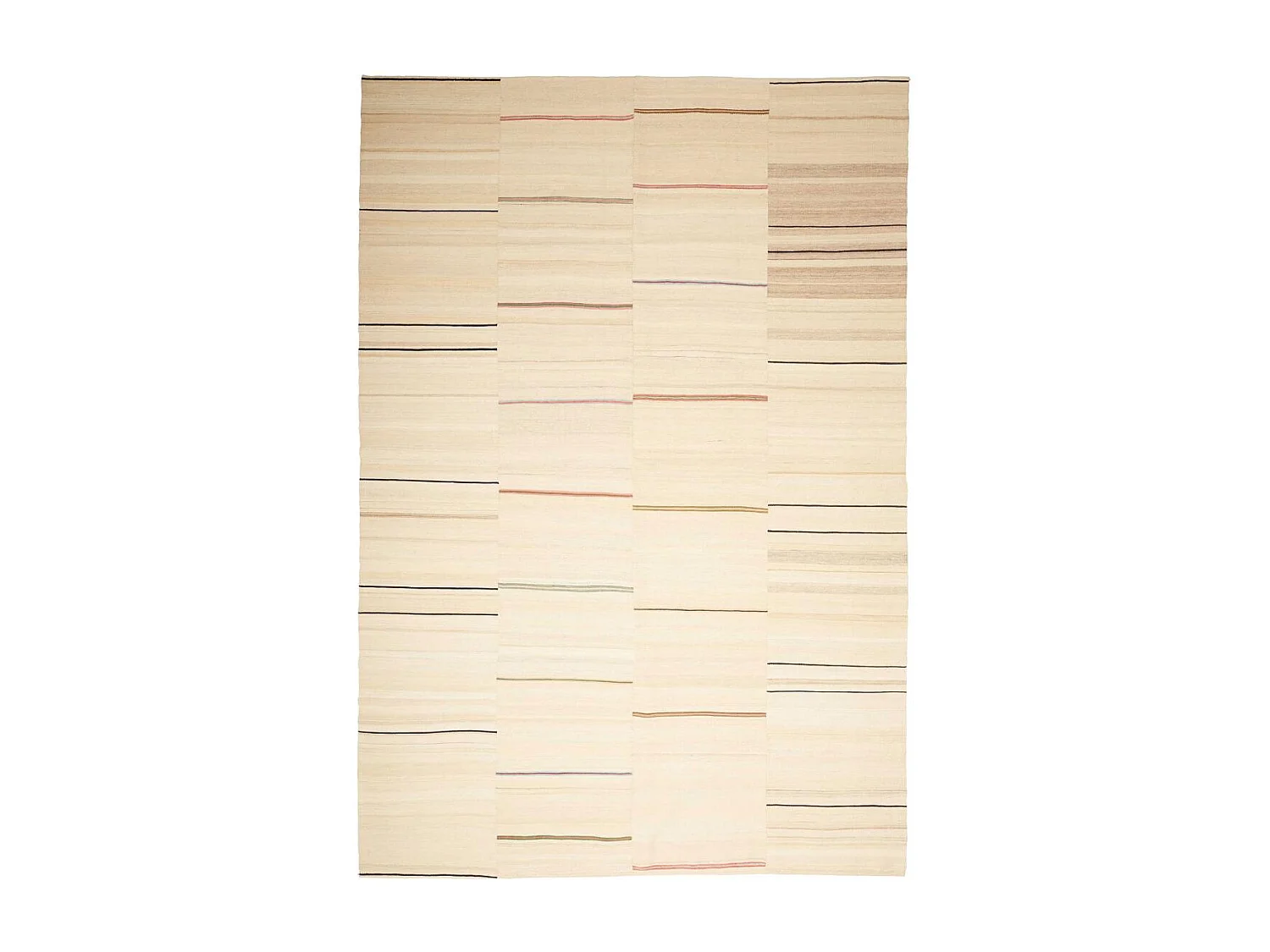 Authentique tapis d'Orient 219x320 kilim fait main en laine beige et marron K