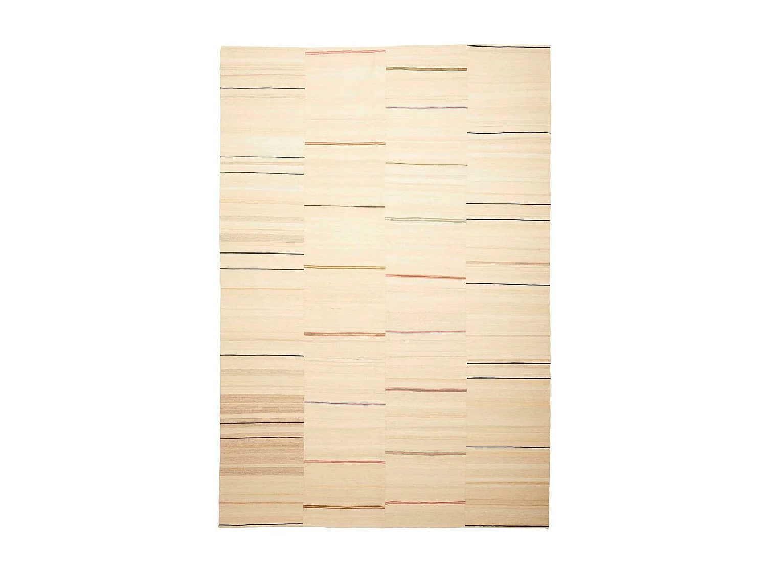 Authentique tapis d'Orient 219x320 kilim fait main en laine beige et marron K