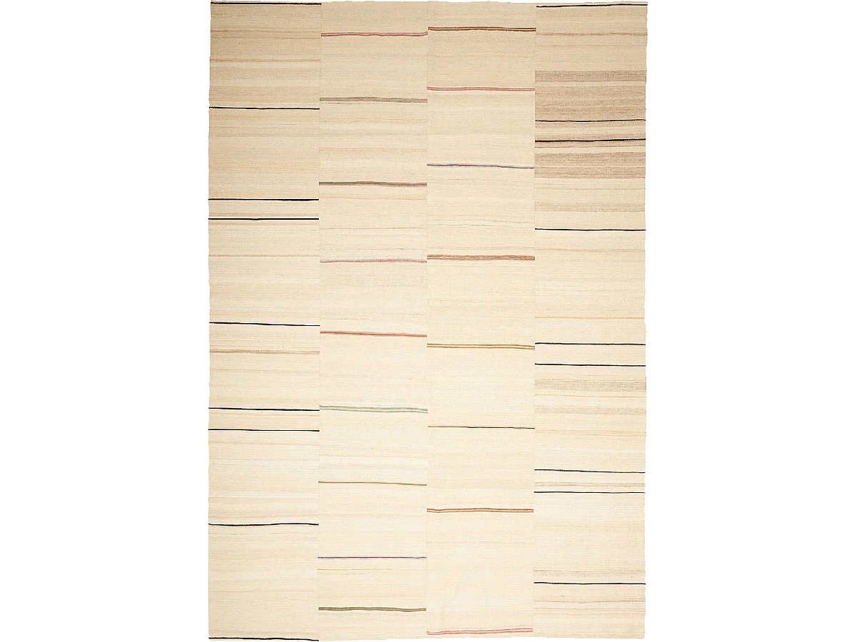 Authentique tapis d'Orient 219x320 kilim fait main en laine beige et marron K