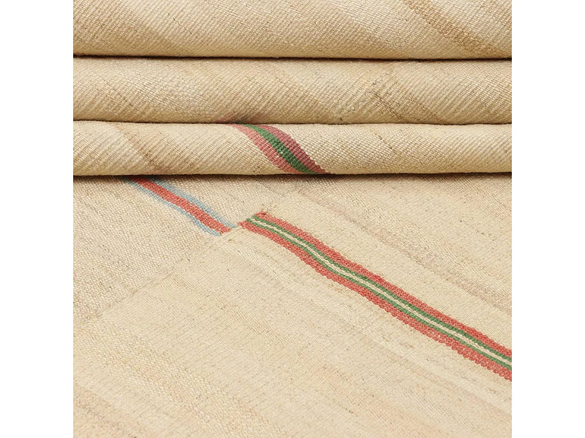 Authentique tapis d'Orient 219x320 kilim fait main en laine beige et marron K