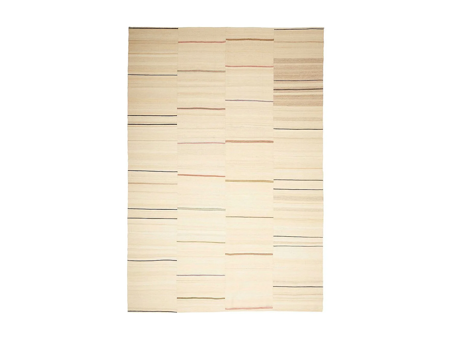 Authentique tapis d'Orient 219x320 kilim fait main en laine beige et marron K