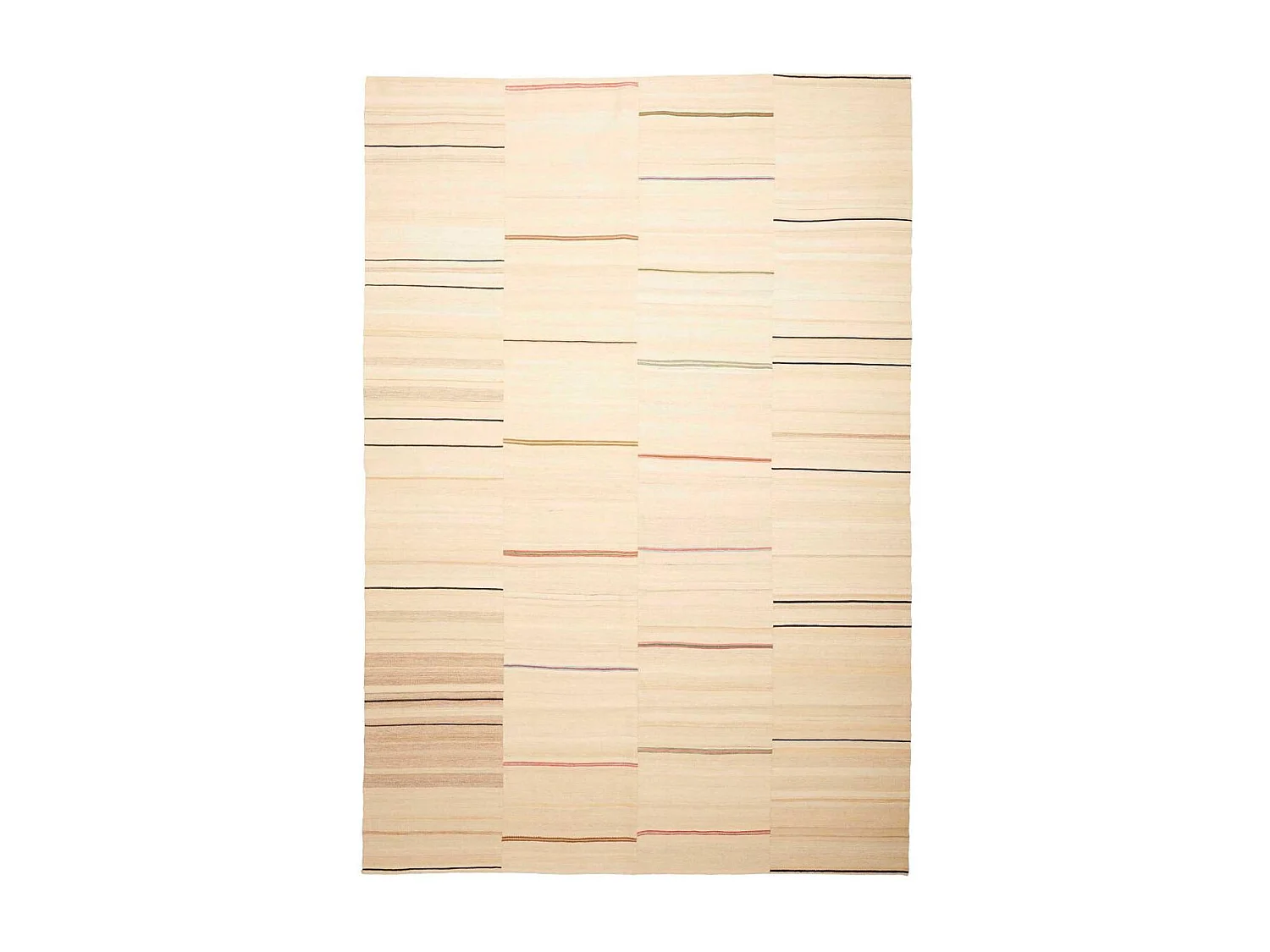 Authentique tapis d'Orient 219x320 kilim fait main en laine beige et marron K