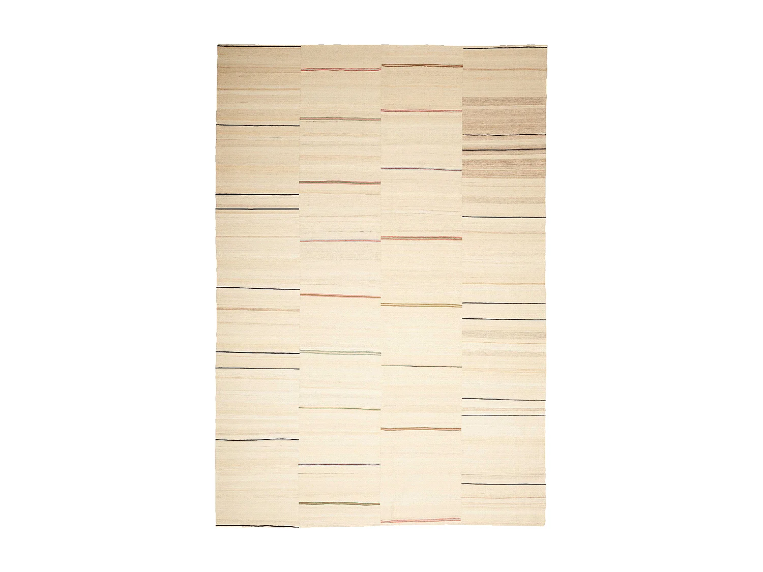 Authentique tapis d'Orient 219x320 kilim fait main en laine beige et marron K