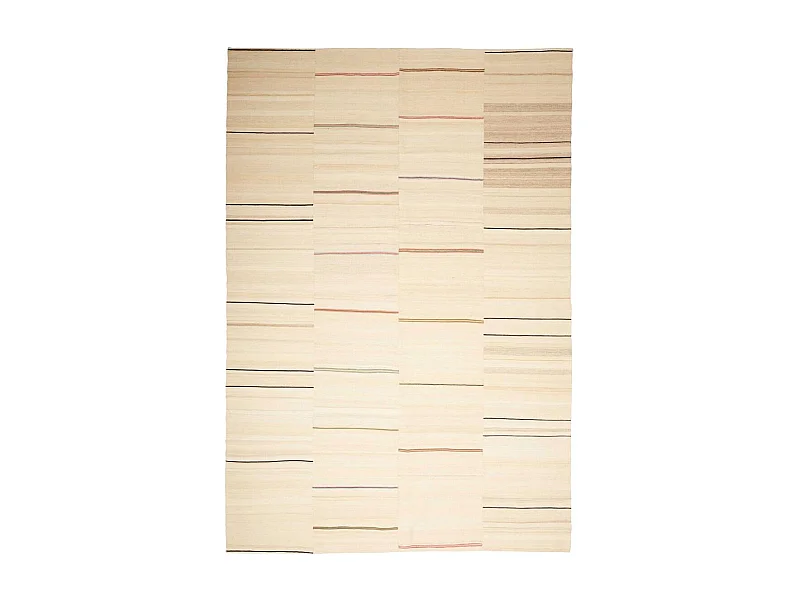 Authentique tapis d'Orient 219x320 kilim fait main en laine beige et marron K