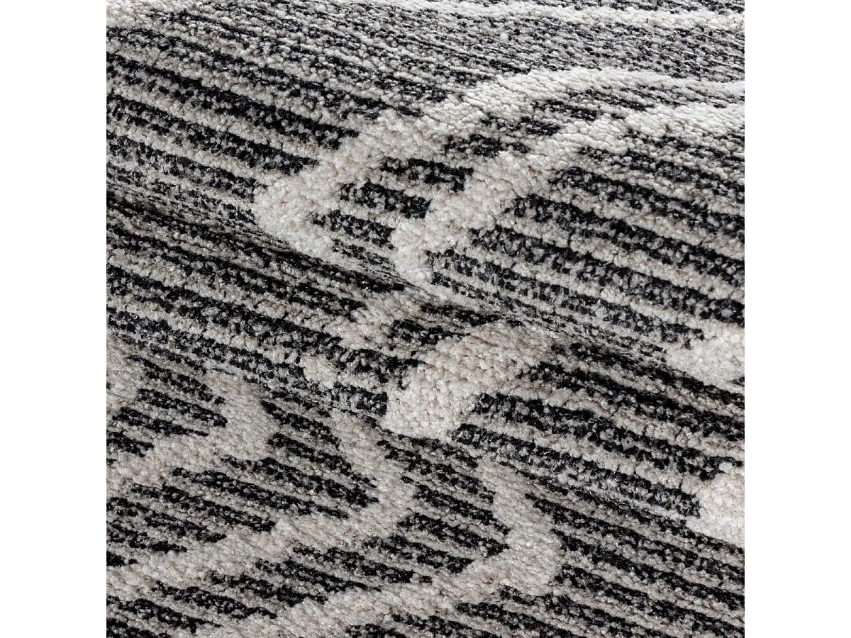 Tapis berbère 80x250 tissé motifs ethno-chic NAXTAZ 3 noir et crème