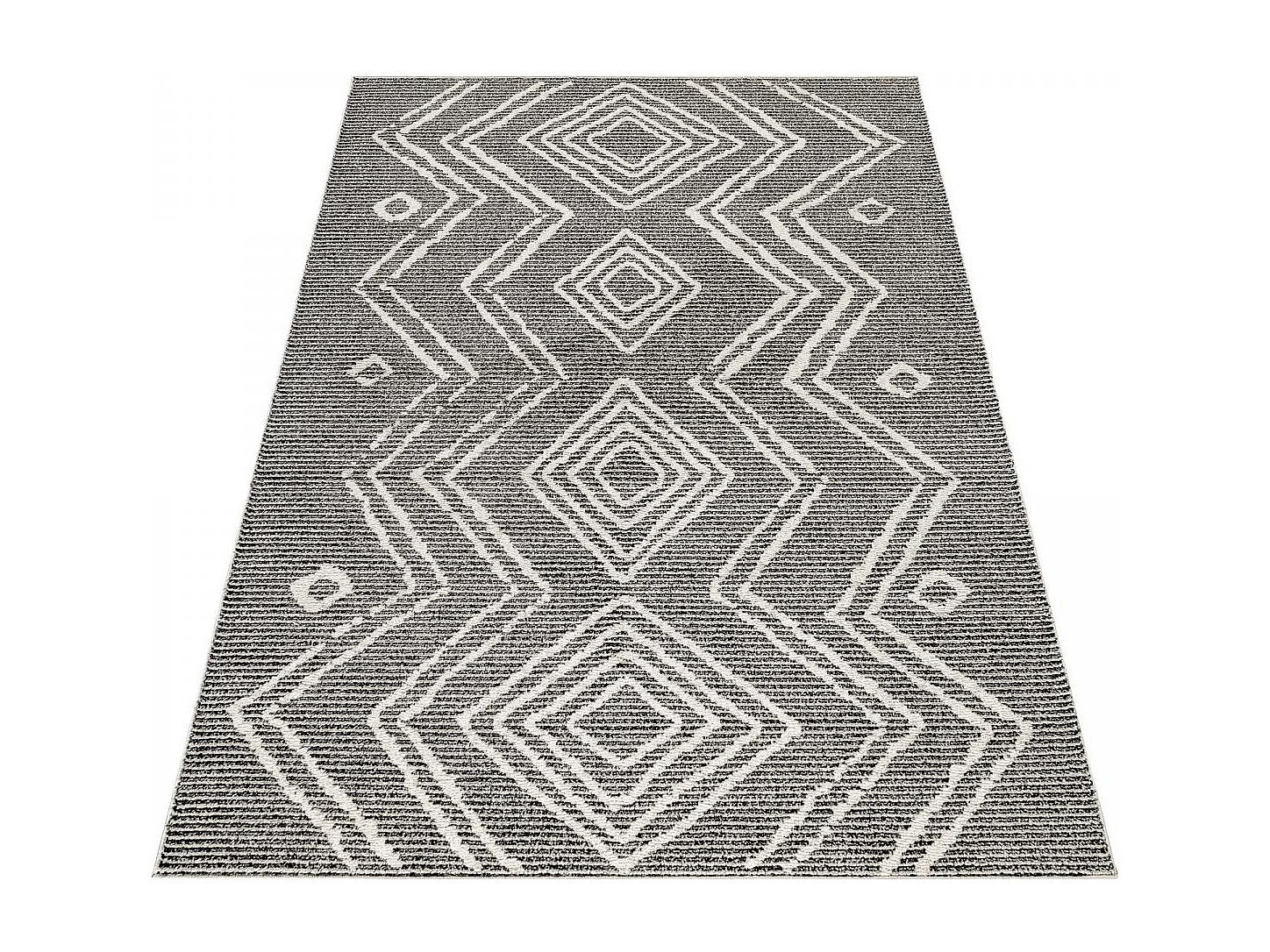 Tapis berbère 80x250 tissé motifs ethno-chic NAXTAZ 3 noir et crème