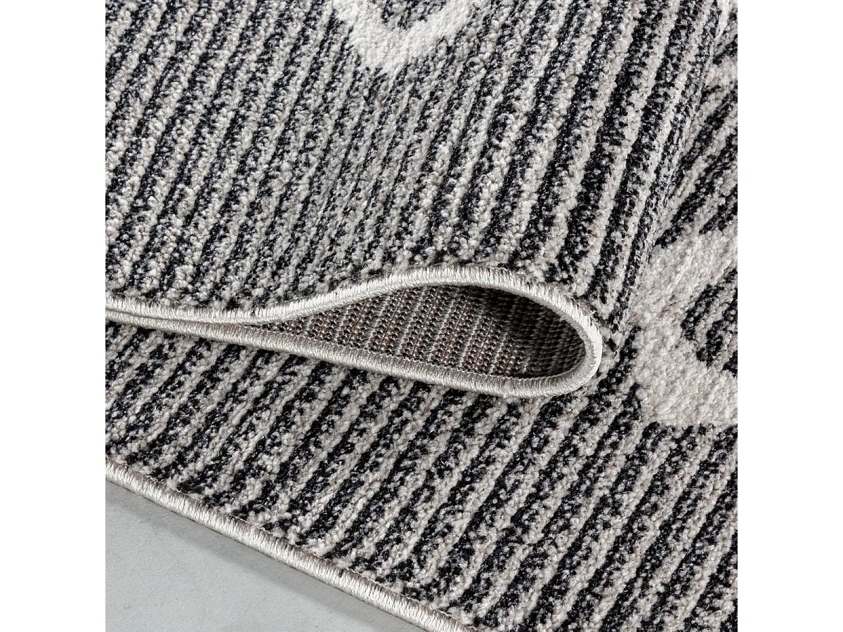 Tapis berbère 80x250 tissé motifs ethno-chic NAXTAZ 3 noir et crème