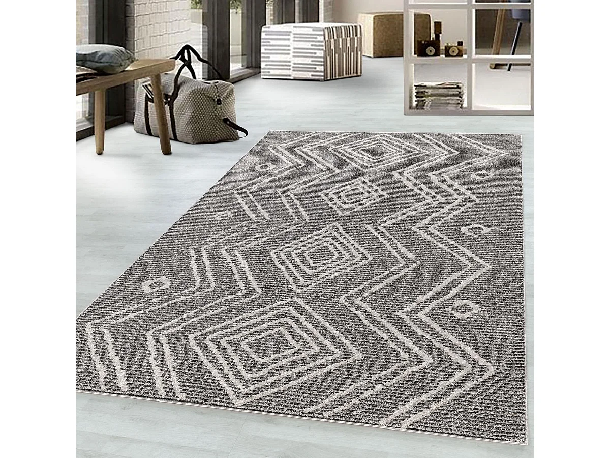 Tapis berbère 80x250 tissé motifs ethno-chic NAXTAZ 3 noir et crème