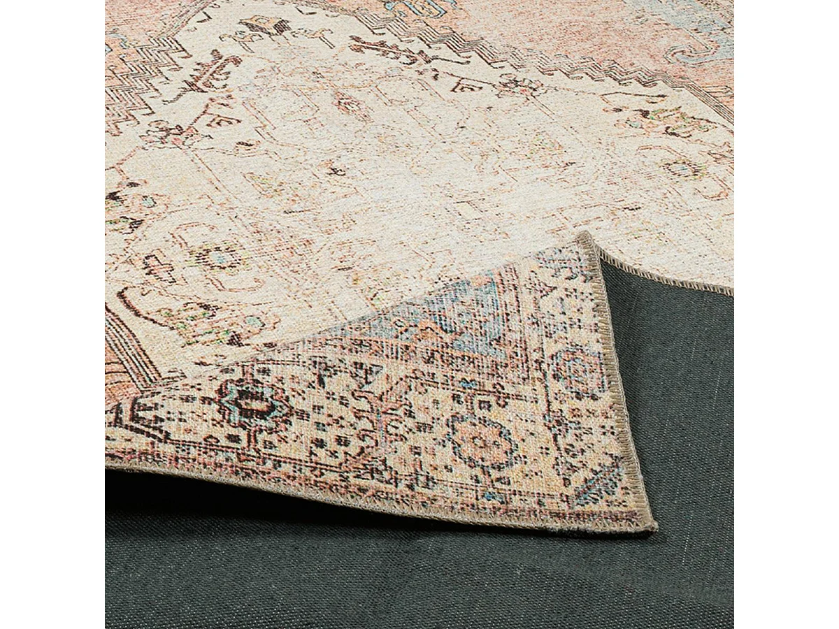 Tapis orient 120x170 rectangle bleu et beige tissé motif classique ORTAGE C