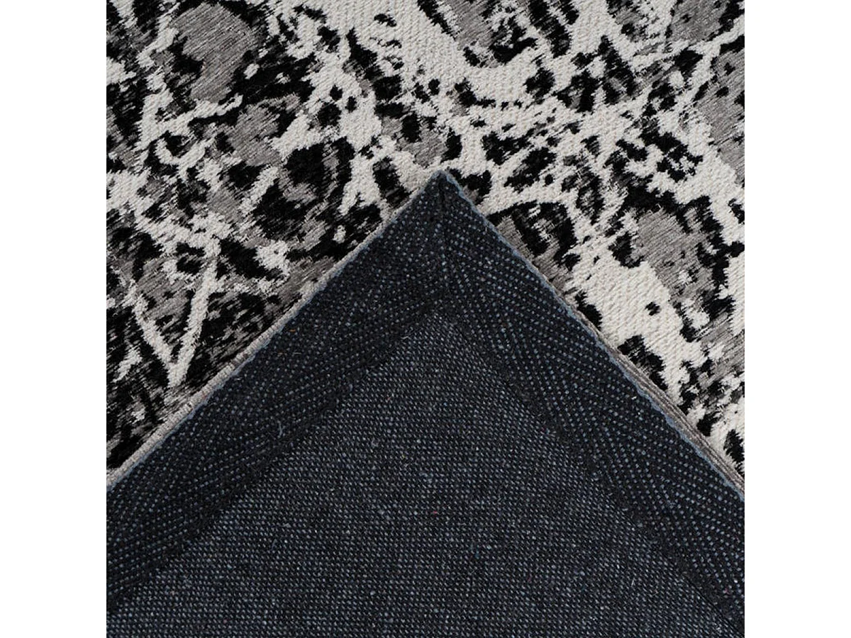 Tapis kilim 160x230 rectangle tissé gris et noir GRAFACÉ
