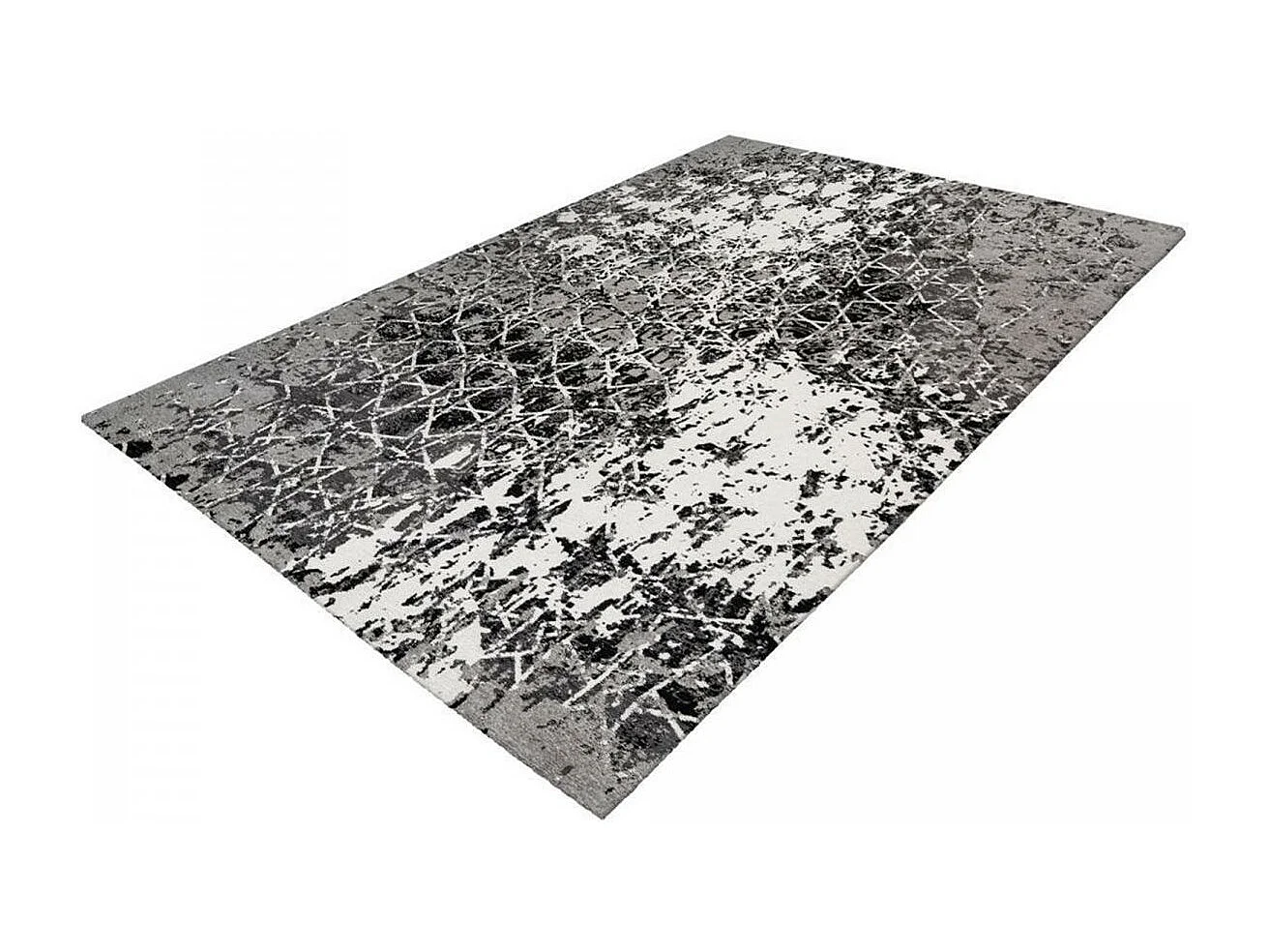 Tapis kilim 160x230 rectangle tissé gris et noir GRAFACÉ