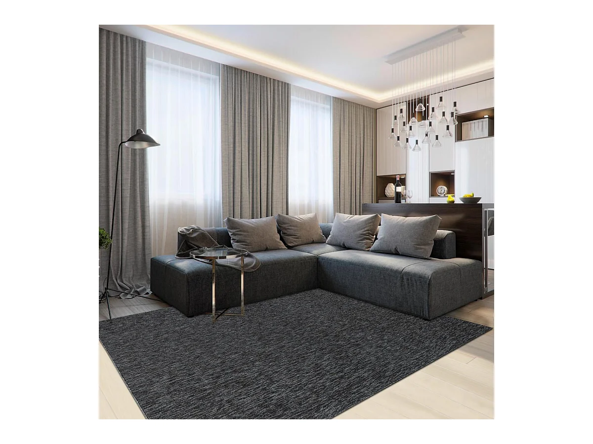 tapis salon 160x230 tissé gris rectangle motif uni SAKRDA