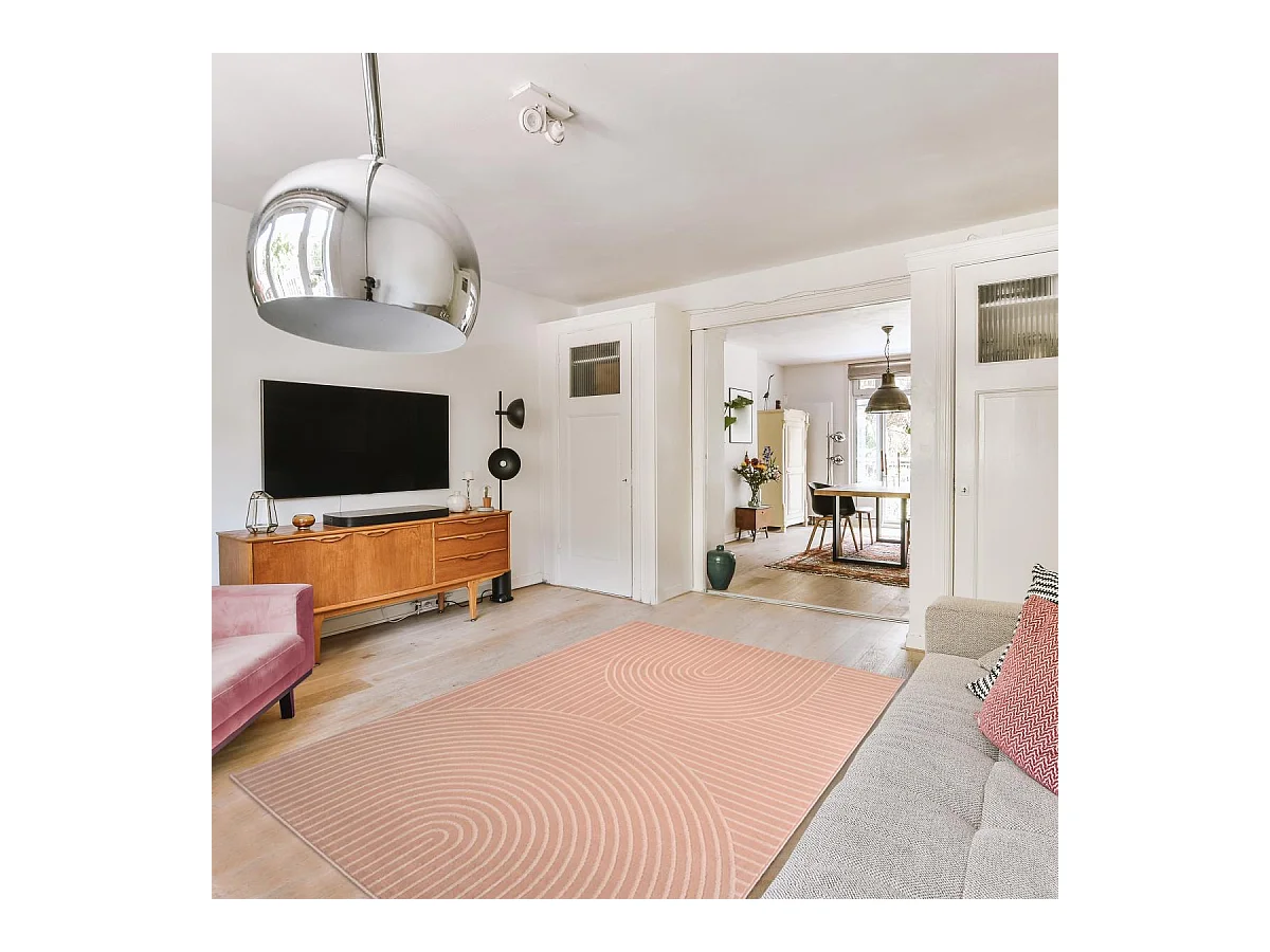 tapis chambre 80x150 tissé rose rectangle motif géométrique AF2 ARCRIL