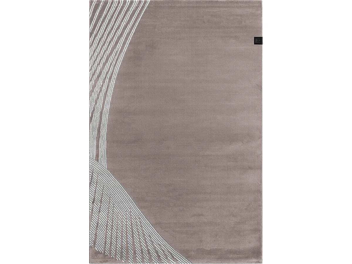 tapis salon 190x290 tissé rose et gris rectangle motif géométrique OBEROI
