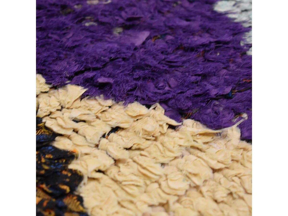 Authentique tapis berbère 100x245 fait main en tissu recyclé multicolore BOUCHAROUETTE 61