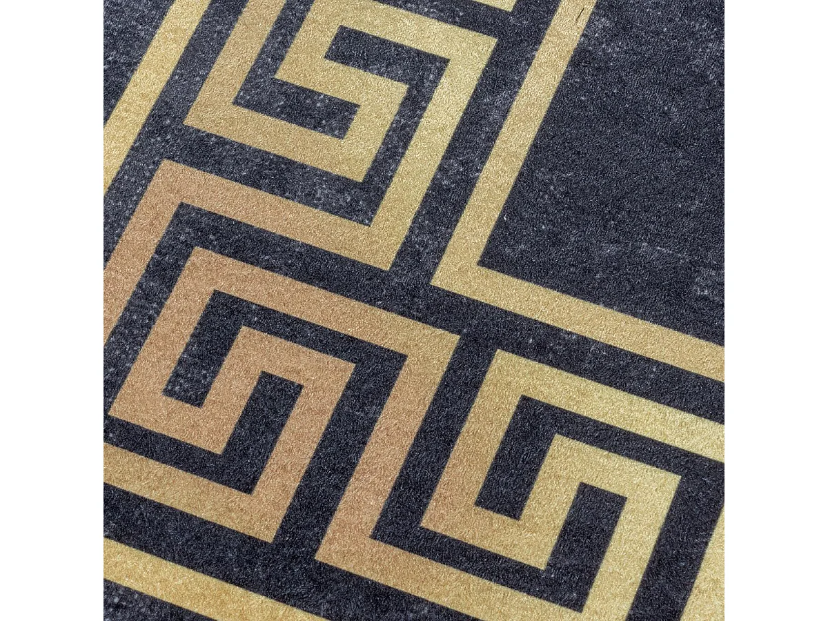 Tappeto Orient 80x250 rettangolo nero e beige intrecciato con motivi orientali HUSLIA