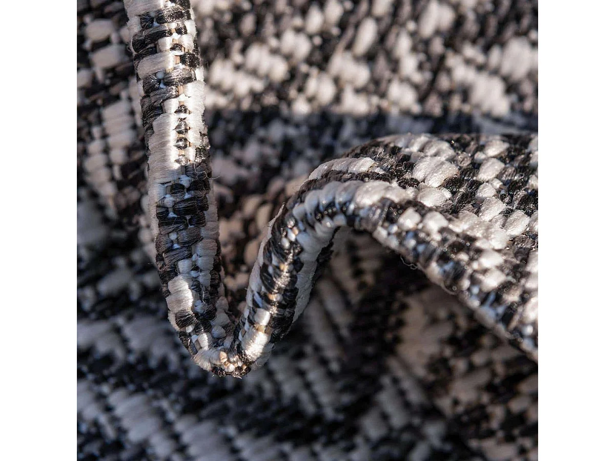 Tapis rond Ø200cm tissé motif faux uni pour salle à manger HAVEN 3