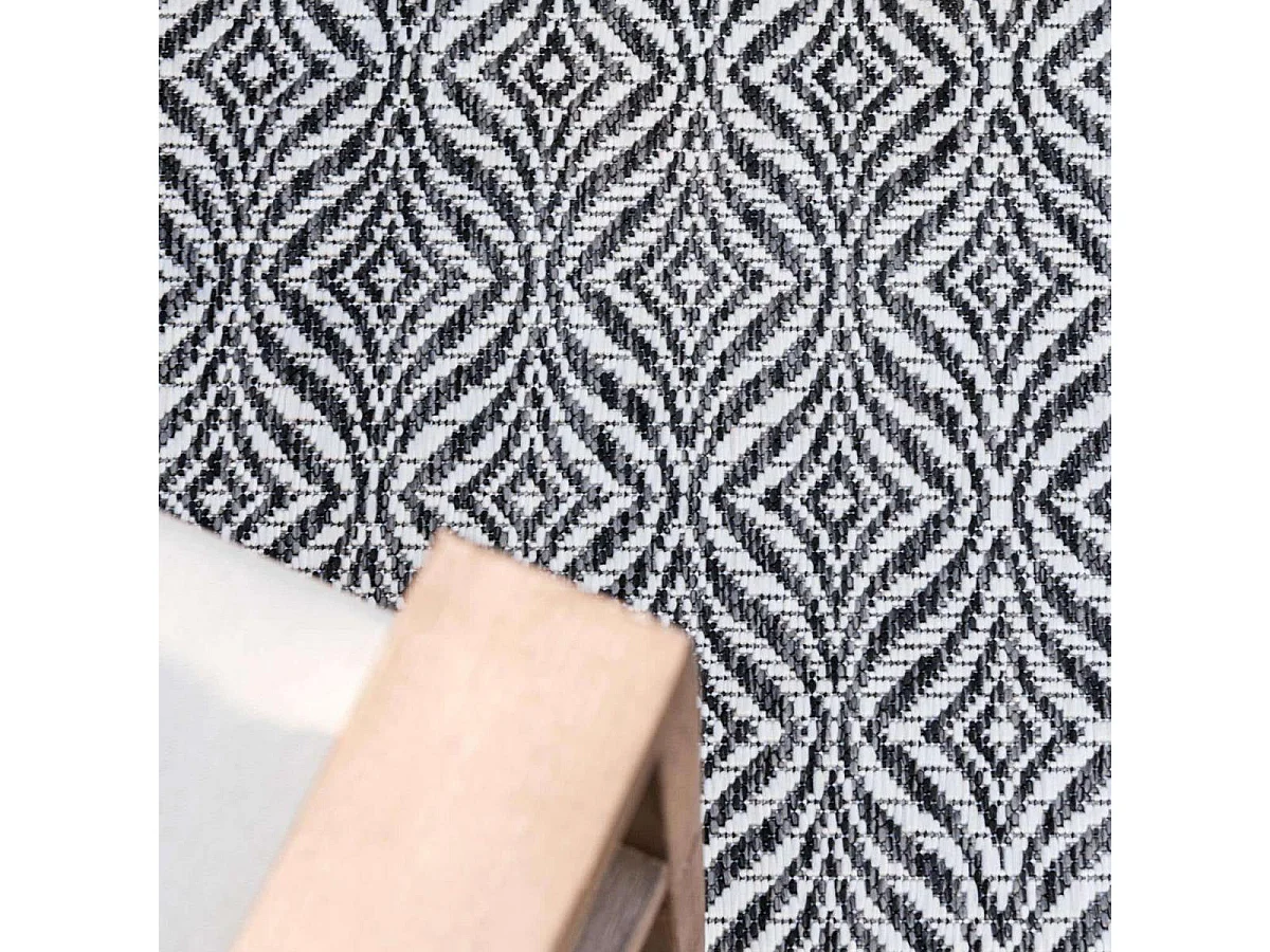 Tapis rond Ø200cm tissé motif faux uni pour salle à manger HAVEN 3