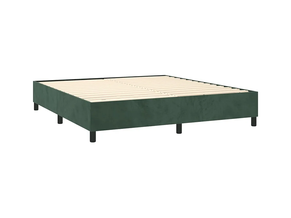 Lit à sommier tapissier et matelas Vert foncé 160x200cm Velours