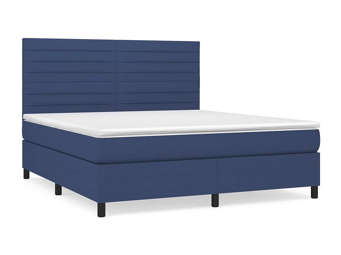 Cama box spring con colchón tela azul 180x200 cm