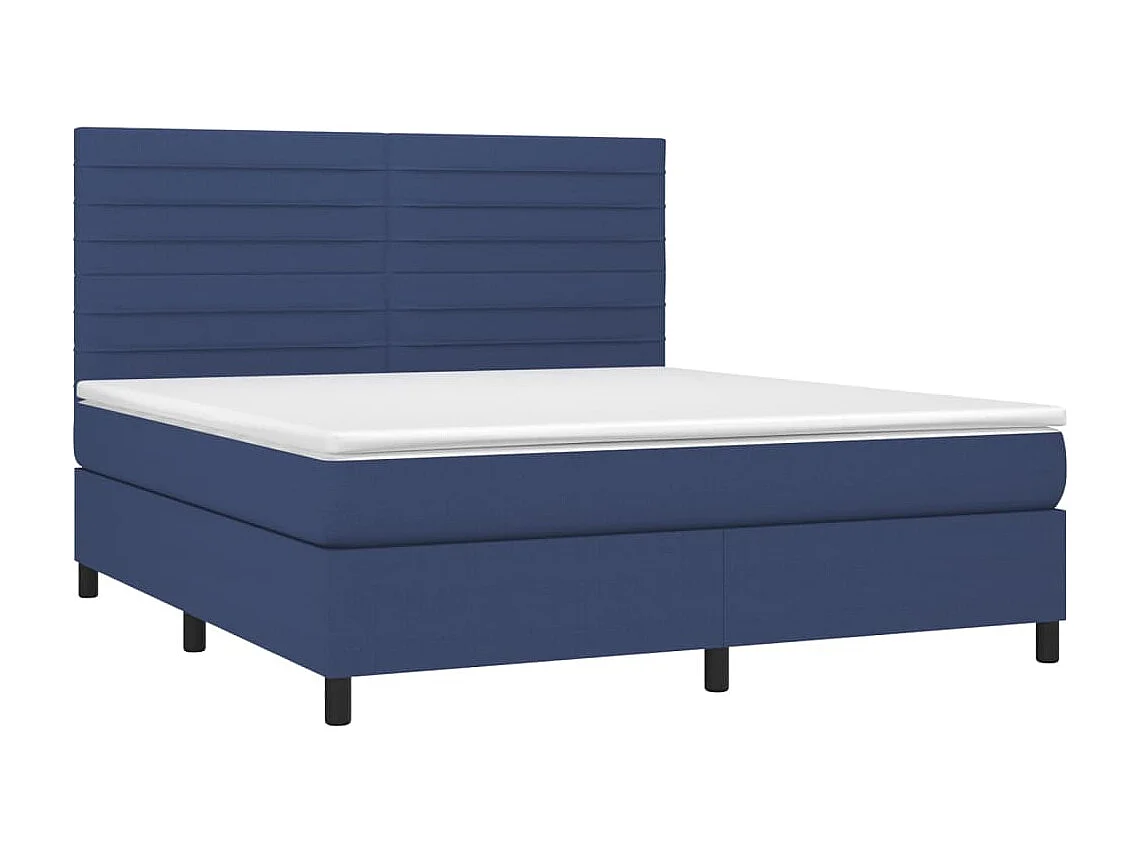 Cama box spring con colchón tela azul 180x200 cm