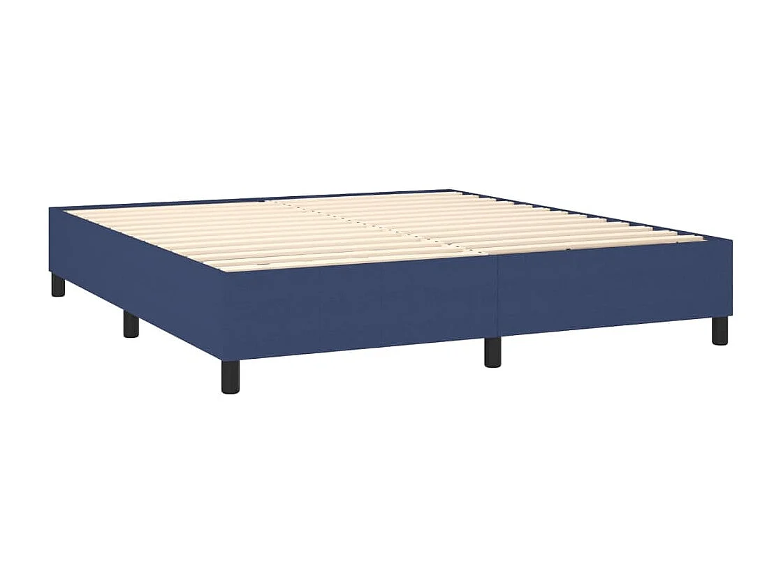 Cama box spring con colchón tela azul 180x200 cm