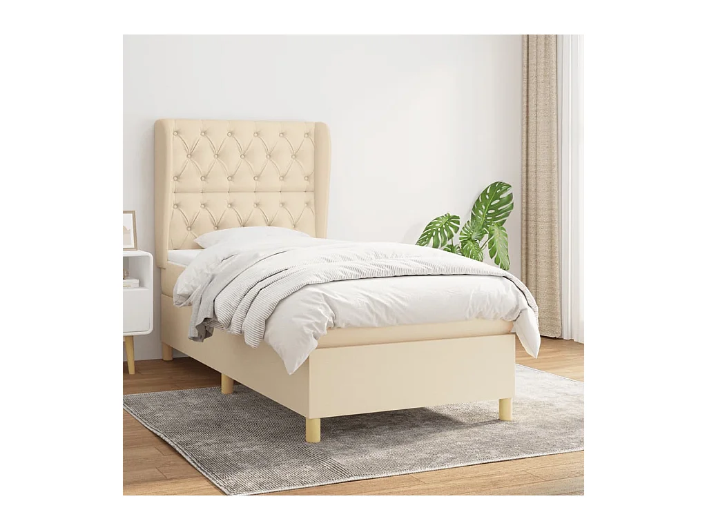 Boxspring met matras stof crèmekleurig 80x200 cm