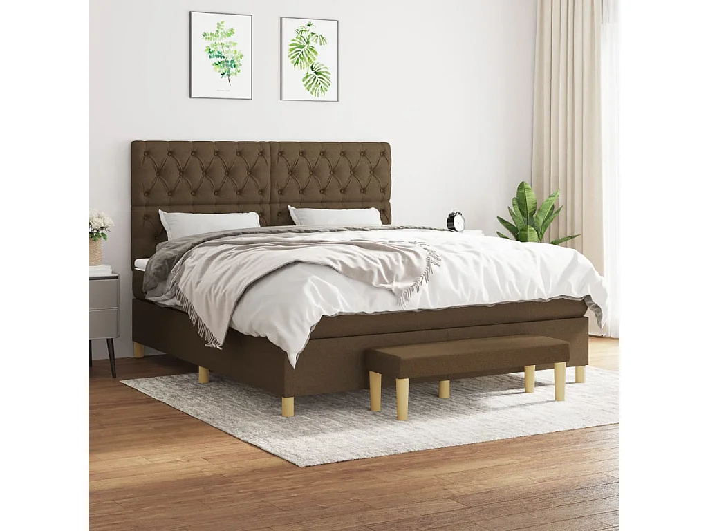 Lit à sommier tapissier avec matelas Marron foncé 160x200 cm