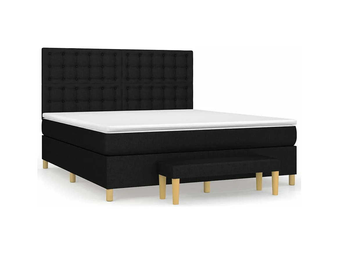 Cama box spring con colchón tela negro 160x200 cm