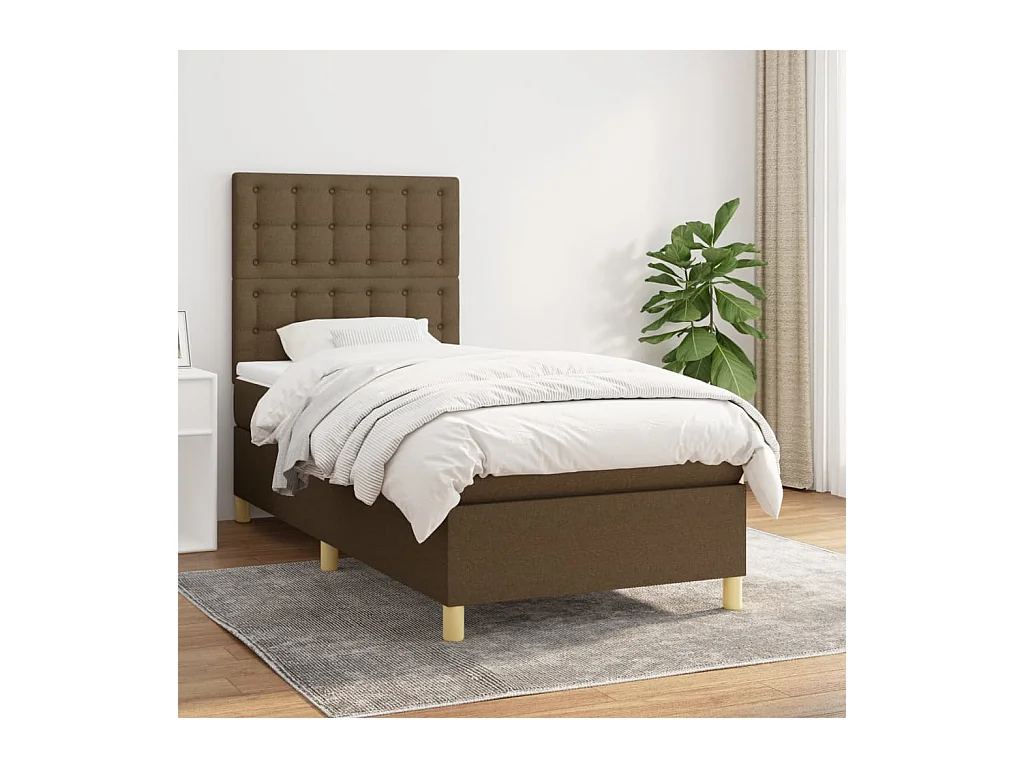Lit à sommier tapissier avec matelas Marron foncé 90x190 cm