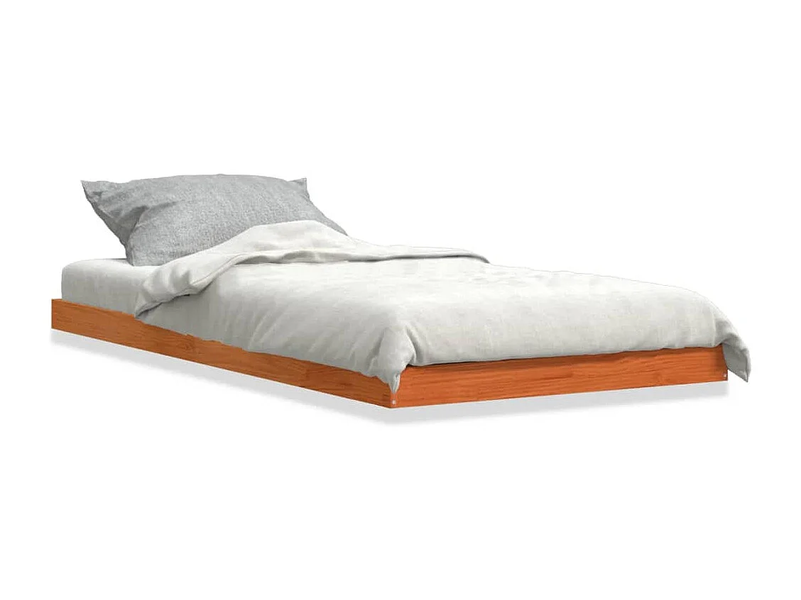 Estructura de cama madera maciza de pino marrón cera 90x190 cm