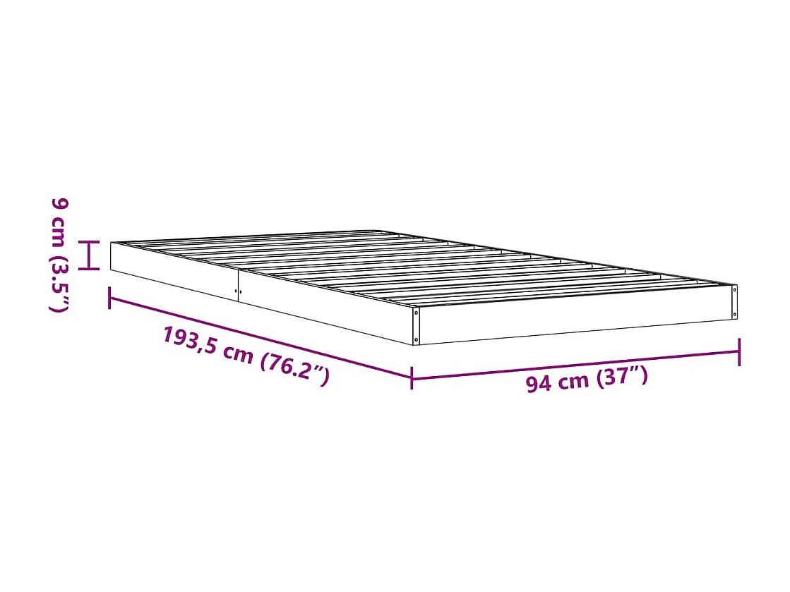 Estrutura de cama 90x190 cm madeira pinho maciça castanho cera