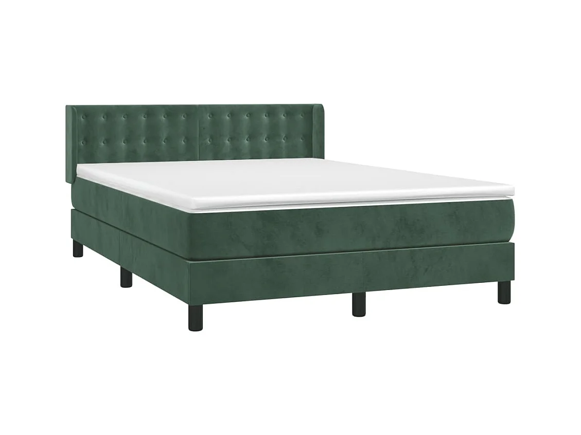 Lit à sommier tapissier et matelas Vert foncé 140x200cm Velours
